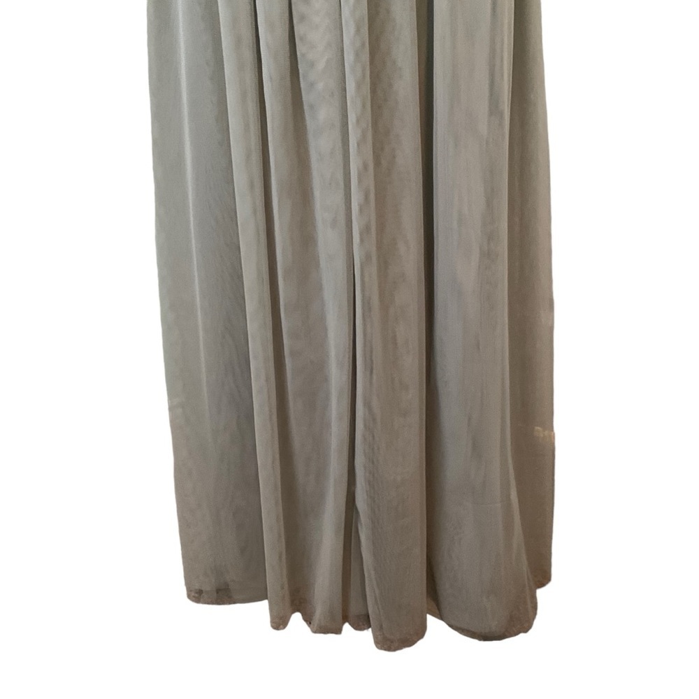 Adrianna Papell Sage Green Gray Aida Beaded Tulle Gown Prom Dress Sz 4 Formal - Picture 8 of 14